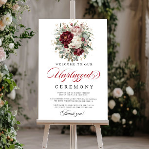 Chic Blush Burgundy Unplugged Ceremony Poster