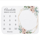Chic Blush Dusty Pink Floral Monthly Milestone Baby Blanket Chic Blush Dusty Pink Floral Monthly Milestone Baby Blanket