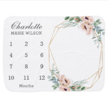 Chic Blush Dusty Pink Floral Monthly Milestone Baby Blanket Chic Blush Dusty Pink Floral Monthly Milestone Baby Blanket