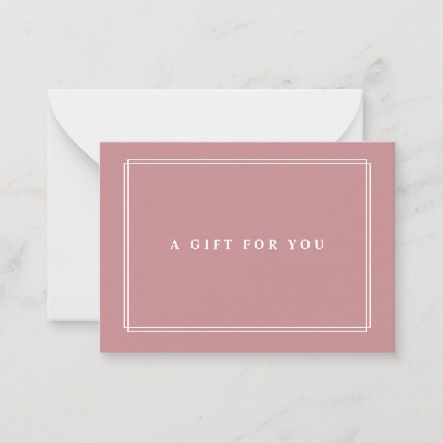 Chic Blush | Elegant Dusty Rose Gift Certificate Note Card (Front)
