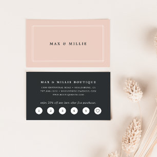 Chic Blush Elegant Pink & Black Boutique Loyalty Card