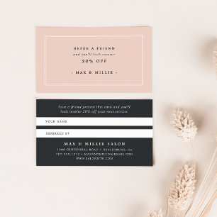 Chic Blush Elegant Pink & Black Referral Card
