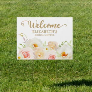 Chic Blush Floral Bridal Shower Welcome Sign