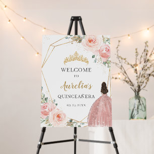 Chic Blush Floral Butterflies Quinceanera Birthday Foam Board