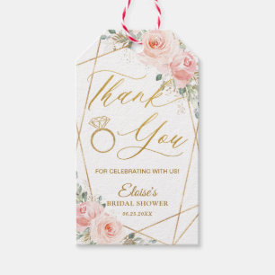 Chic Blush Floral Gold Geometric Bridal Shower  Gift Tags