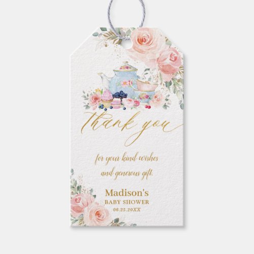 Chic Blush Floral High Tea Party Baby Shower   Gift Tags