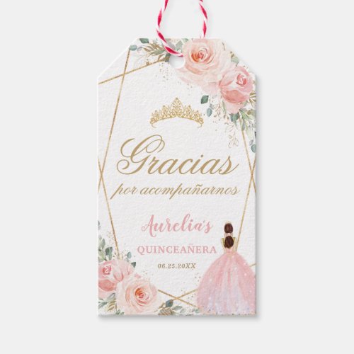 Chic Blush Floral Quinceanera Favor Thank You   Gift Tags