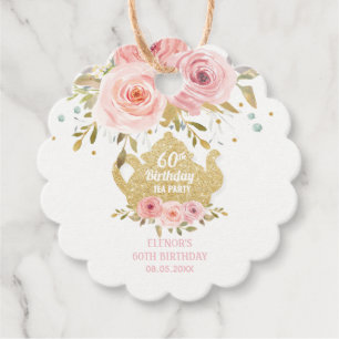 Chic Blush Floral Tea Party Birthday Thank You Favor Tags