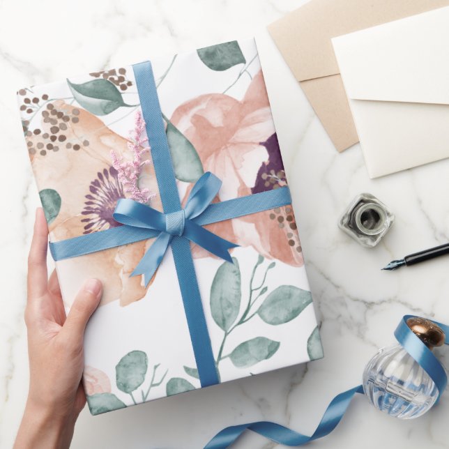 Chic Blush Floral Wedding Wrapping Paper (Gifting)