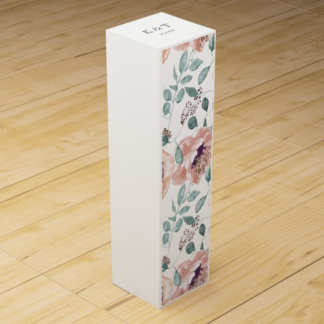Chic blush floral  wine box (Front)