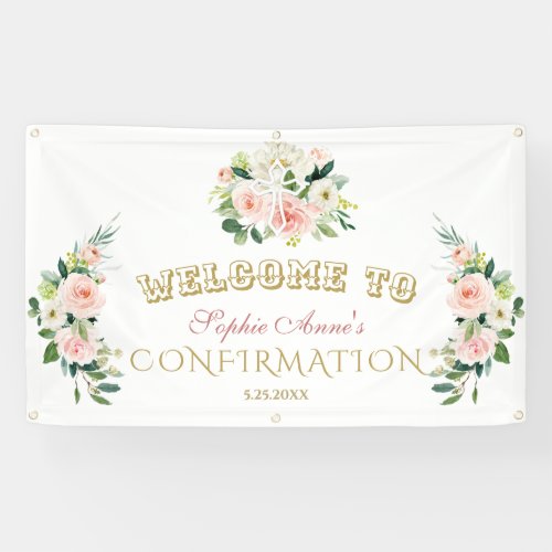 Chic Blush Flowers Girl Confirmation Welcome Sign