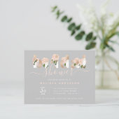 Chic Blush & Gold Floral Typography Bridal Shower Invitation Postcard (Standing Front)