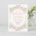 Chic Blush Gold Pink Floral Sweet Baby Girl Shower