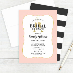 Chic Blush Gold Wedding Bridal Brunch Invitation