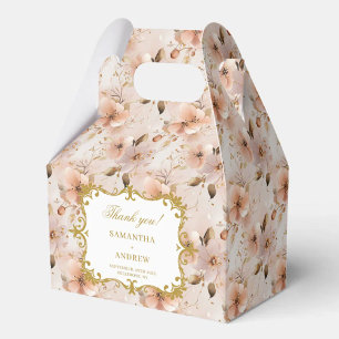 Chic Blush Gold Wedding Favor Box Floral Details