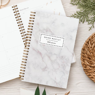 Chic Blush & Gray Marble Personalized Planner