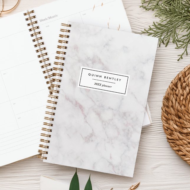 Chic Blush & Gray Marble Personalized Planner (Creator Uploaded)