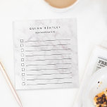 Chic Blush & Gray Personalized To-Do List Notepad<br><div class="desc">Personalize this chic to-do list notepad with a name and an additional line of custom text (shown with "important things to do") in modern black lettering on a trendy pale gray and blush rose gold veined marble background. Lined checklist notepad makes it easy to keep track of your important tasks...</div>
