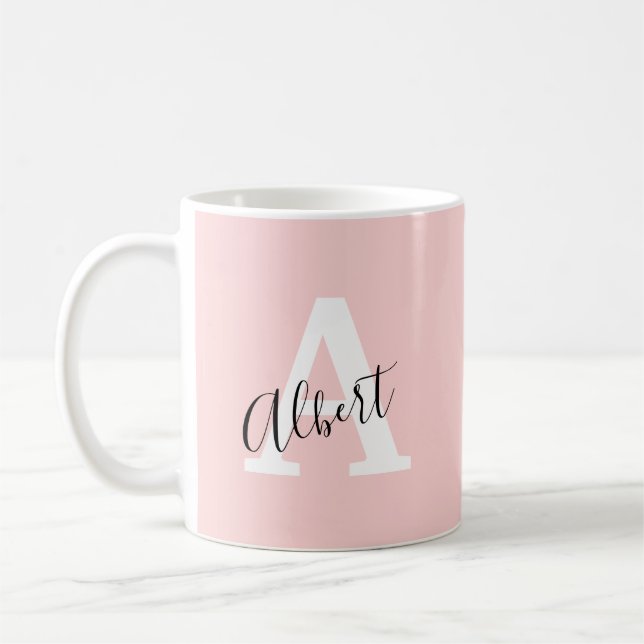 Chic Blush Initials Personalized Coffee Mug (Left)