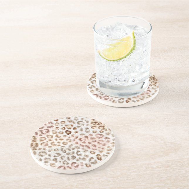 Chic Blush Ivory Leopard   Coaster (Side)