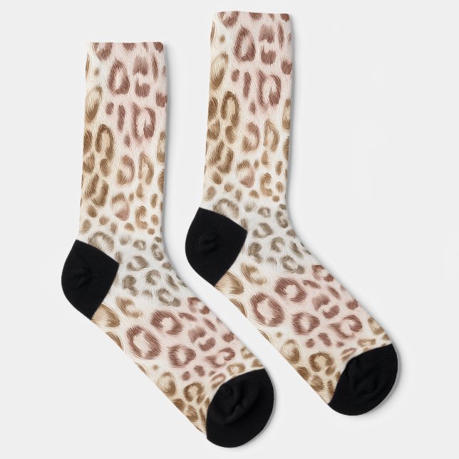 Chic Blush Ivory Leopard   Socks (Right)