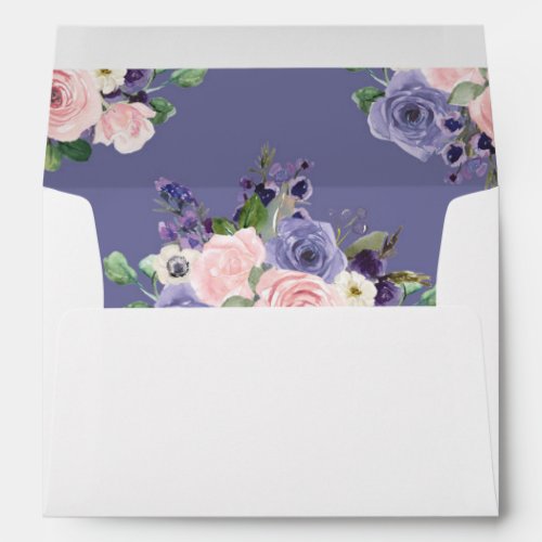 Chic Blush Lavender Purple Floral Wedding Envelope