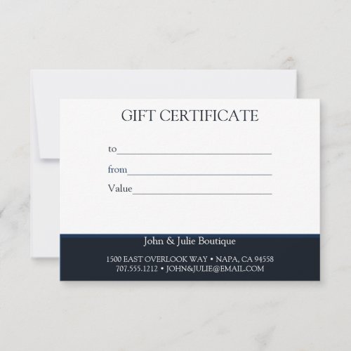 Chic Blush Navy Blue Gift Certificate