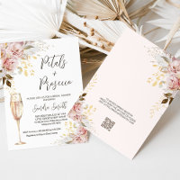 Chic Blush Petals Prosecco QR Code Bridal Shower
