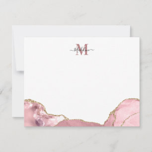 Chic Blush Pink Agate Geode Marble Monogram Note C