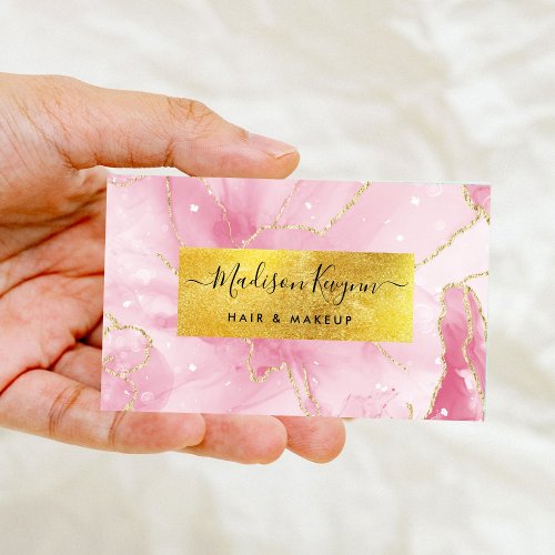 Chic Blush Pink And Faux Gold foil  Business Card