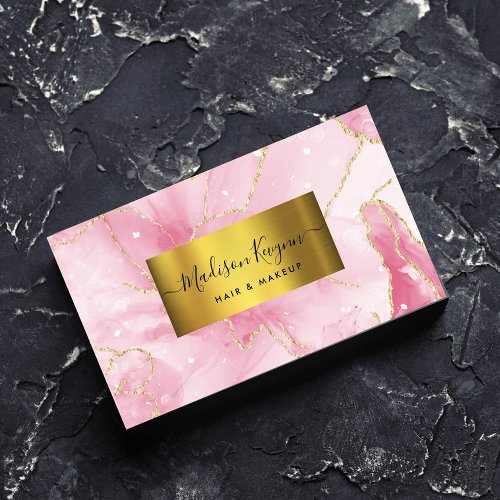 Chic Blush Pink And Faux Gold foil  Business Card
