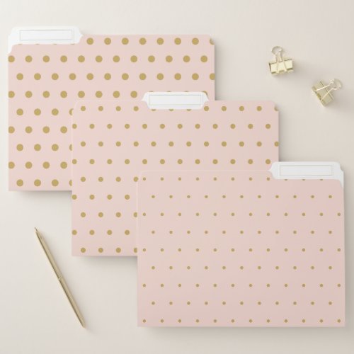 Chic Blush Pink And Gold Polka Dots Pattern File Folder