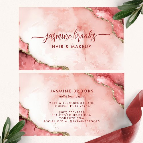 Custom Business Cards 17 Chic Blush Pink And Gold Watercolor Business Card