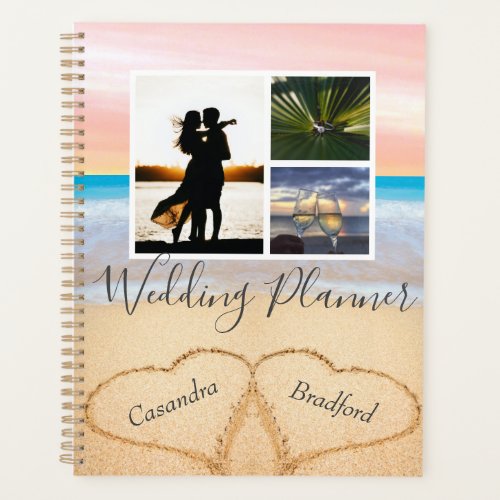 Chic Blush Pink  Beach 2 Hearts in Sand Wedding  Planner