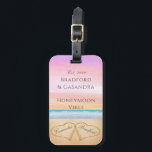 Chic Blush Pink  Beach Honeymoon vibes  Luggage Tag<br><div class="desc">Honeymoon vibes dusty Blue Beach with 2 Hearts in the Sand luggage tag</div>