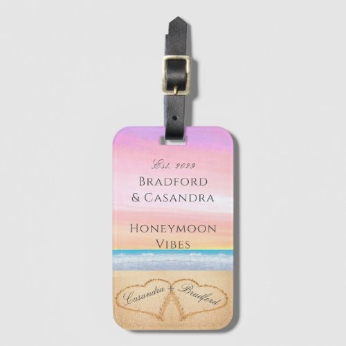 Chic Blush Pink  Beach Honeymoon vibes  Luggage Tag