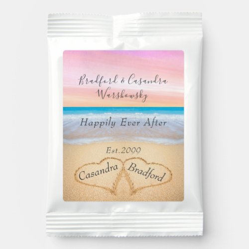 Chic Blush Pink  Beach Wedding 2 Heart Sand Margarita Drink Mix