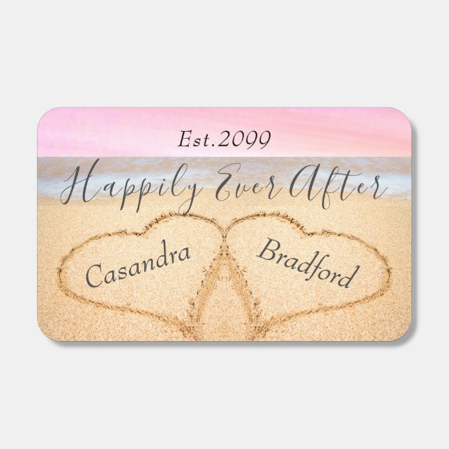 Chic Blush Pink Beach Wedding 2 Heart  Sand Matchboxes (Front)