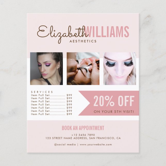 Chic Blush Pink Beauty Salon Promo Flyer (Front)