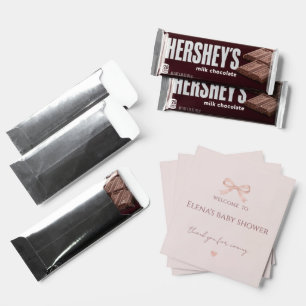 Chic Blush Pink Bow Baby Shower Hershey Bar Favors