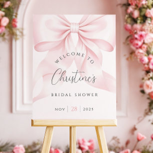 Chic Blush Pink Bow Bridal Shower Welcome Sign