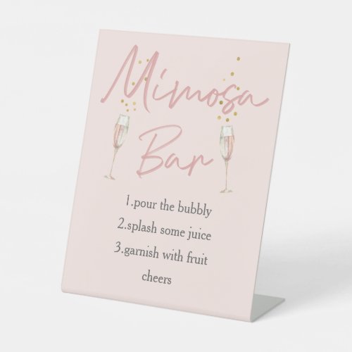 Chic blush pink bridal shower mimosa bar sign
