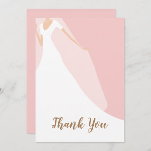 Chic Blush Pink Bridal Shower Thank You Card