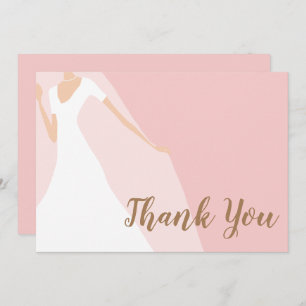 Chic Blush Pink Bridal Shower Thank You Card