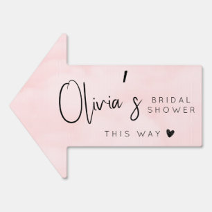 Chic blush pink bridal shower this way arrow sign
