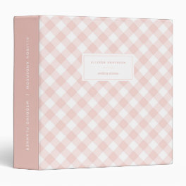 Chic Blush Pink Buffalo Plaid 3 Ring Binder