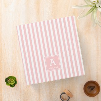 Chic Blush Pink Cabana Stripes Monogrammed Initial