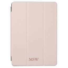 Chic blush pink custom monogram initials elegant iPad air cover