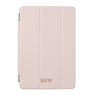 Chic blush pink custom monogram initials elegant iPad mini cover