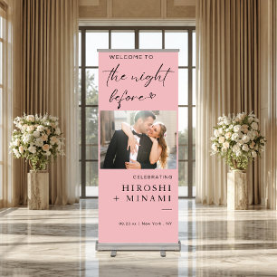 Chic Blush Pink Custom Photo Rehearsal Dinner Retractable Banner